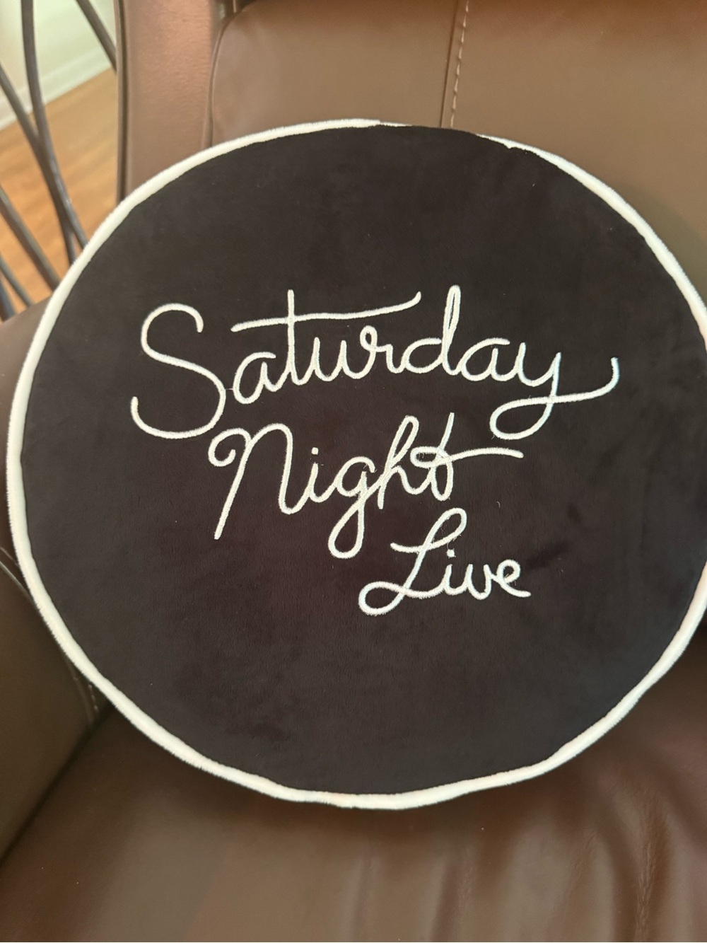 Saturday Night Live Round Throw Pillow - Black and White